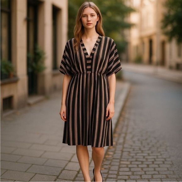 Uma & Leopold Dress Women's XL Anita Pinstripe Flowy Caftan NWT - Picture 13 of 14